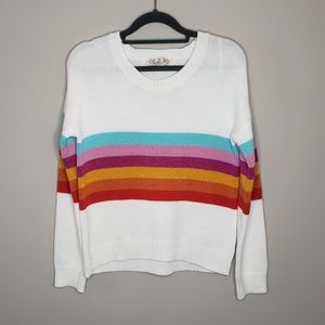 Pink Rose cotton blend rainbow striped sweater M